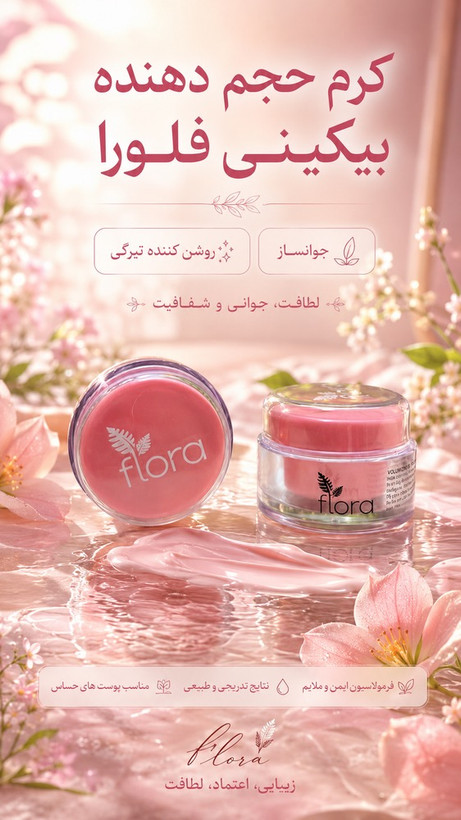 کرم حجم دهنده و رفع تیرگی بیکینی فلورا